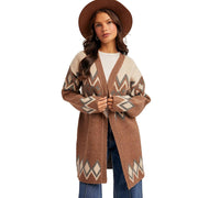Women's Brown Nordic Knit Cardigan