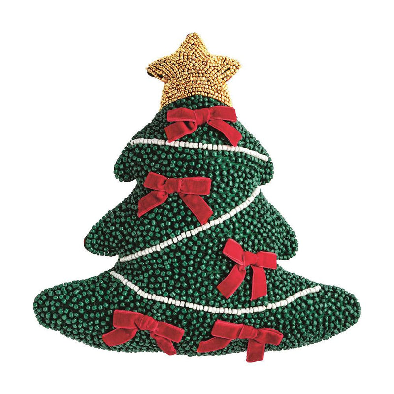 Christmas Tree Beaded Pillow