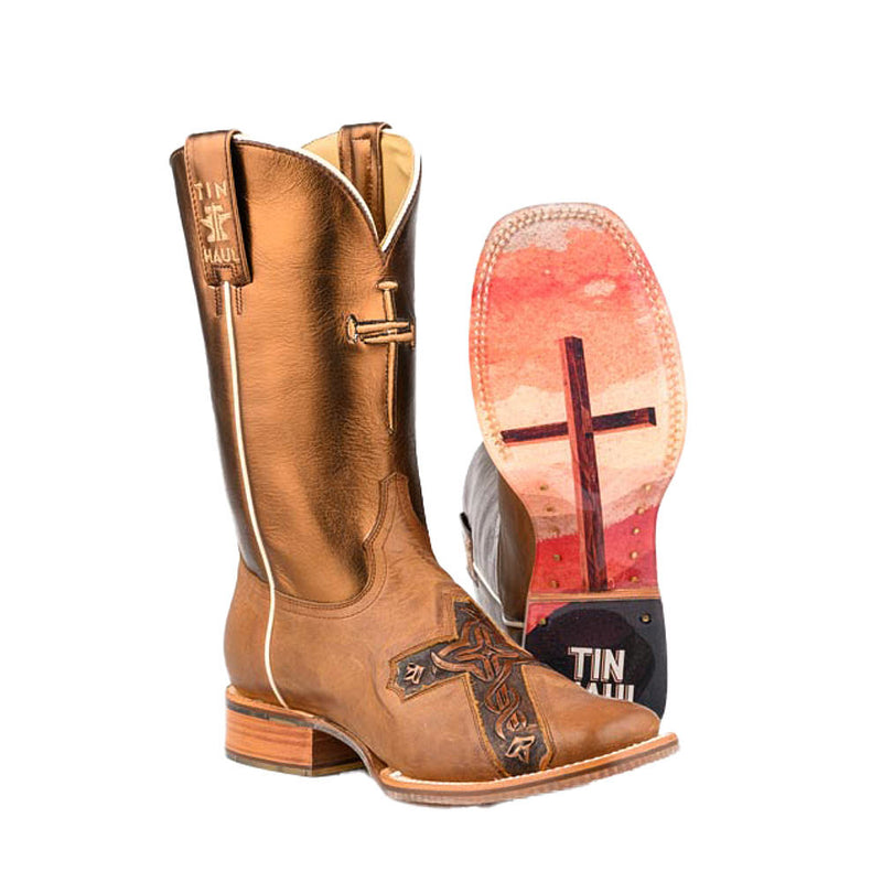 Women's Holy Cross Cross Embossed Vamp 11in Bronze Top Boot