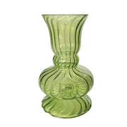 Hand Blown Fluted Green Vase