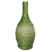 Hand Blown Embossed Green Vase
