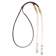 Adjustable Leather and Braided Rope Reins with Rawhide Accents