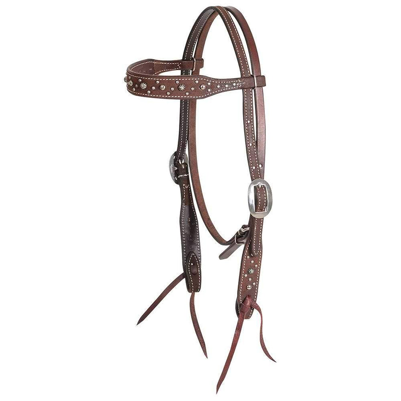 Martin Saddlery Roughout Browband Headstall w/Pewter Dots