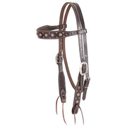Martin Saddlery Skirting Leather Browband Headstall w/Rope Edged Dots