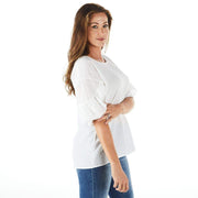 True Blue Ethyl Women's White Ruffle Sleeve Top