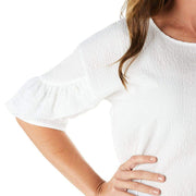 True Blue Ethyl Women's White Ruffle Sleeve Top