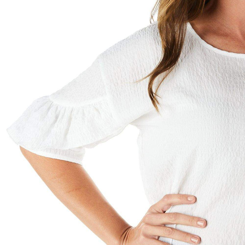 True Blue Ethyl Women's White Ruffle Sleeve Top