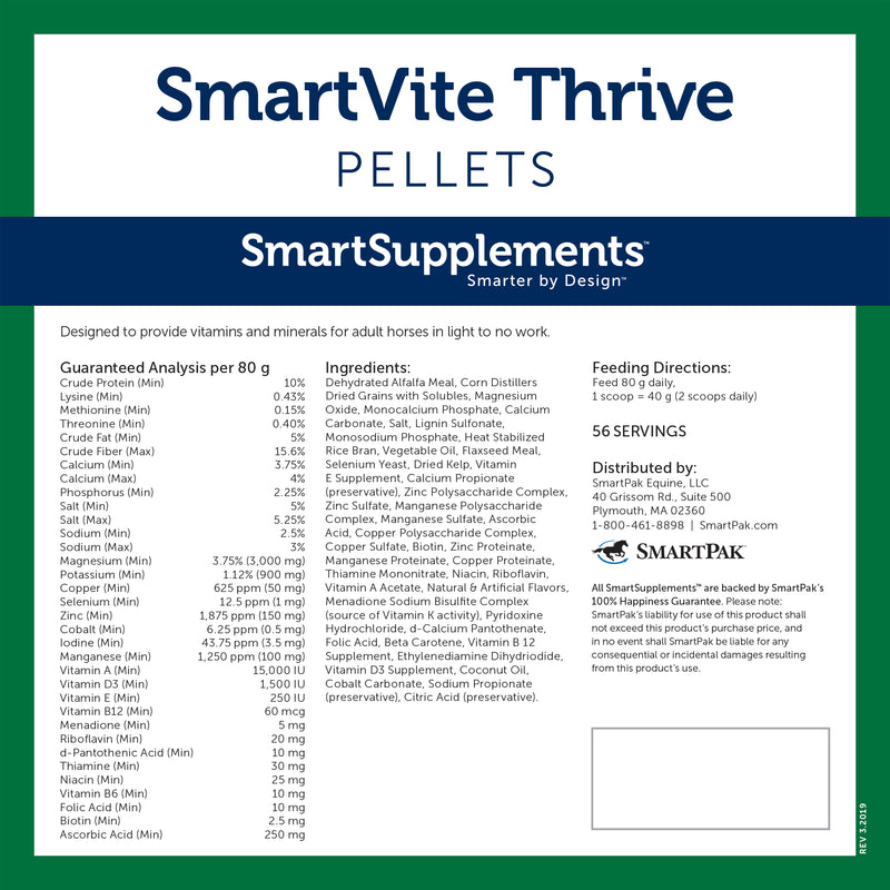 Smartequine SmartVite Thrive Pellets 10 lb Bucket