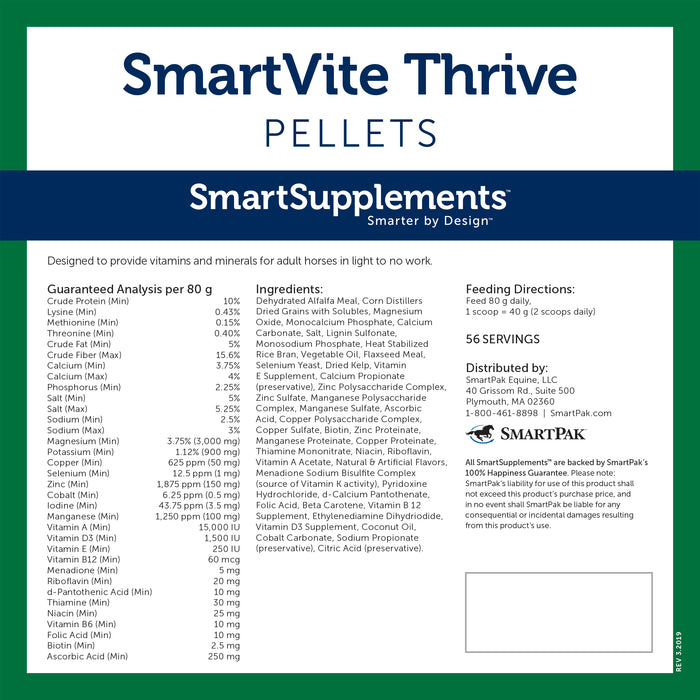 Smartequine SmartVite Thrive Pellets 10 lb Bucket