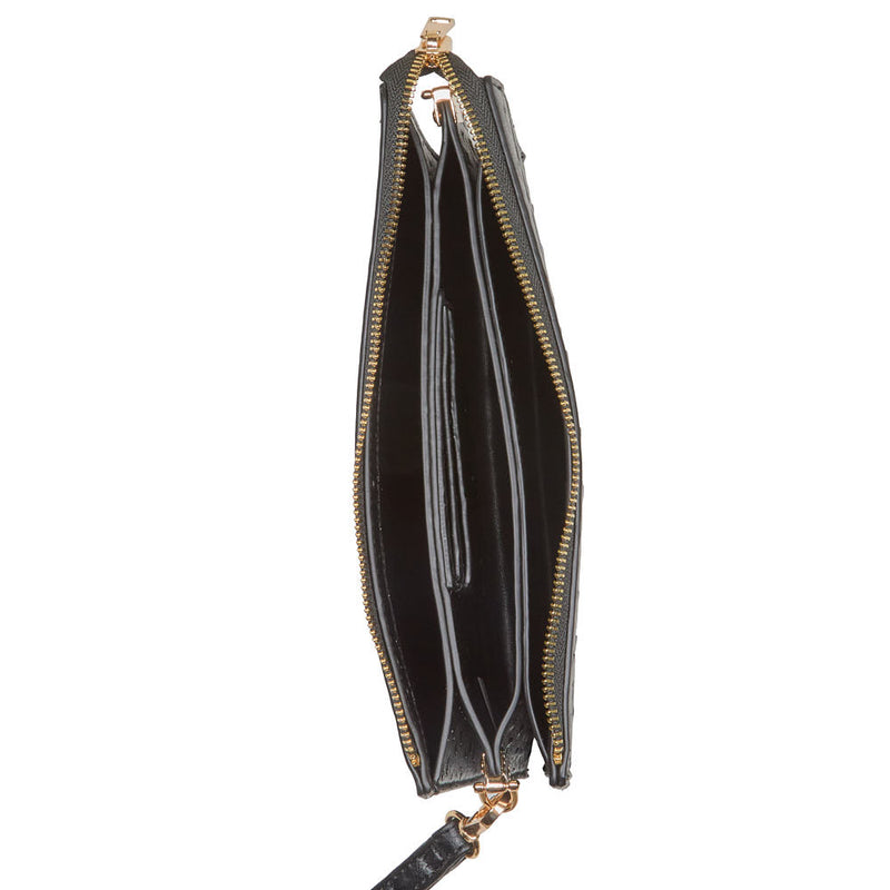 NRS Black Ostrich Clutch