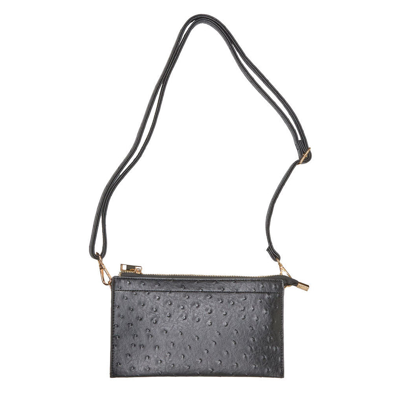NRS Black Ostrich Clutch