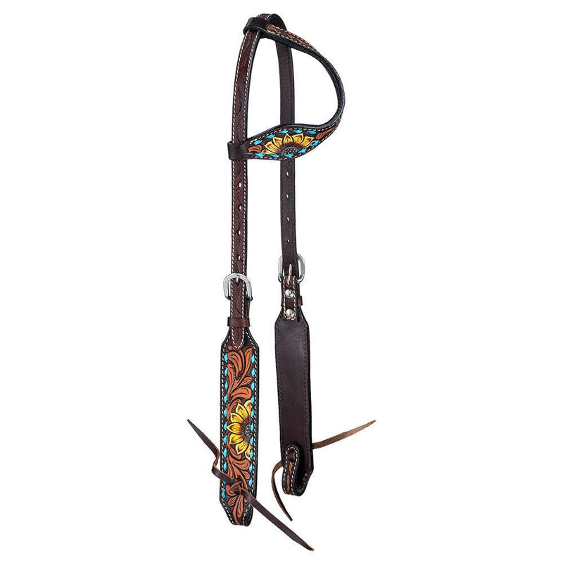 Tough 1 Sunflower and Buckstitch Pony Single Ear Headstall