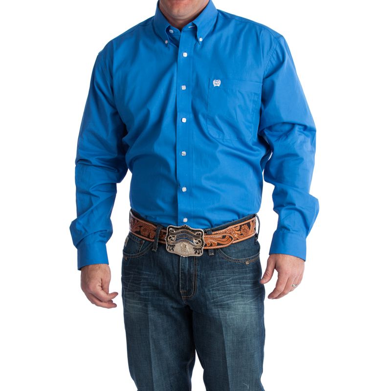 Men's Blue Pinpoint Oxford Long Sleeve Shirt