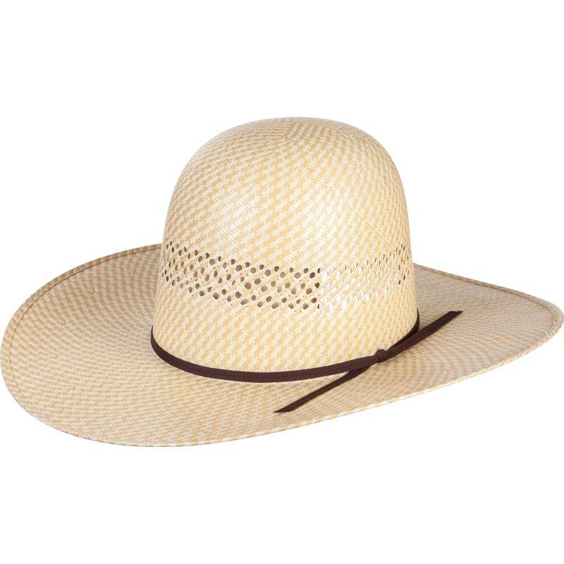 Rodeo King 2Tone Herringone Open Crown Rodeo King Straw Hat