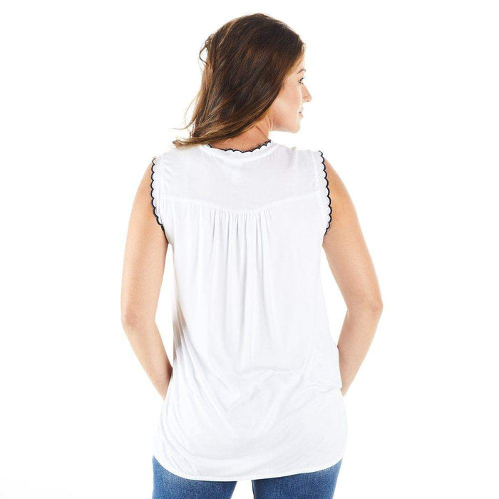 True Blue Ethyl Women's Sleeveless Top with Embroidery