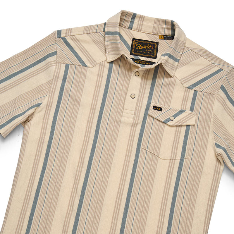 Howler Brothers Men's Old Bill Stripe Limestone Ranchero Polo