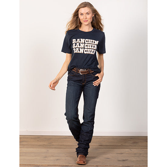 Cruel Girl Womens Navy Short Sleeve Ranchin Tee