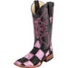Women's Black and Pink Patchwork Cowgirl Boots