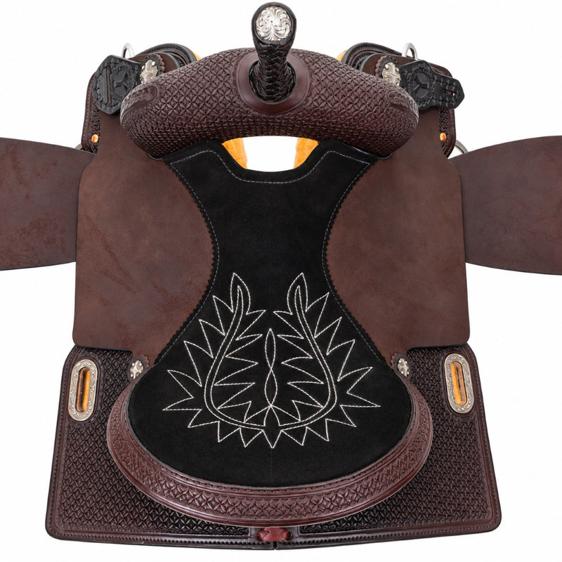 Circle Y Saddlery 14.5in Black Suede Seat Chrisley Barrel Saddle