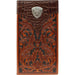Cognac Tooled with Gator Overlay Rodeo Wallet