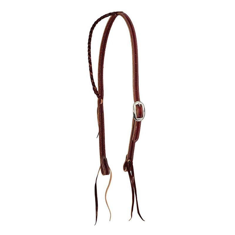 3/4in Latigo Leather Braided Slip Ear Headstall
