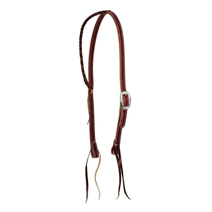 3/4in Latigo Leather Braided Slip Ear Headstall