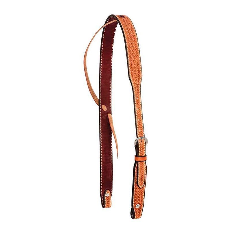 Cowboy Tack 1 1/4in Golden Leather Spider Stamp Slip Ear Headstall