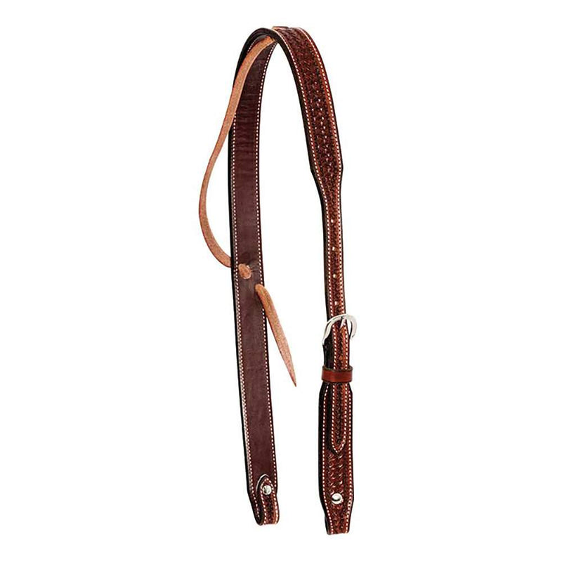 1 1/4in Rosewood Leather Spider Stamp Slip Ear Headstall