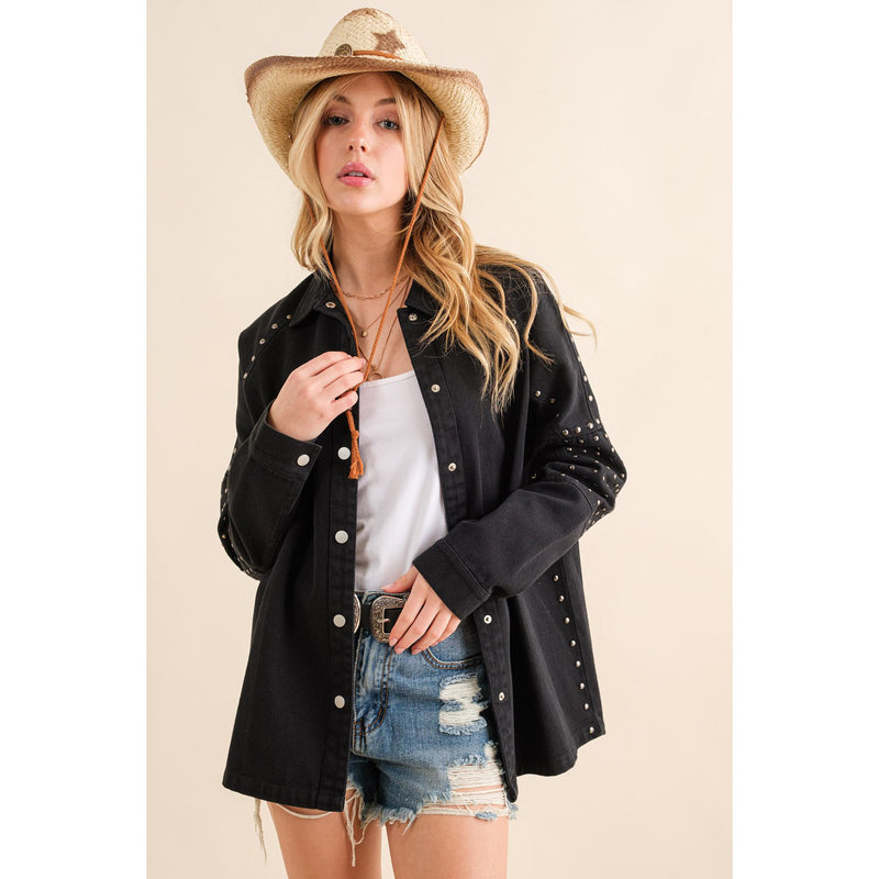 Blue B Womens Black Studded Jacket