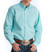 Men's Turquoise and White Check Buttondown Shirt