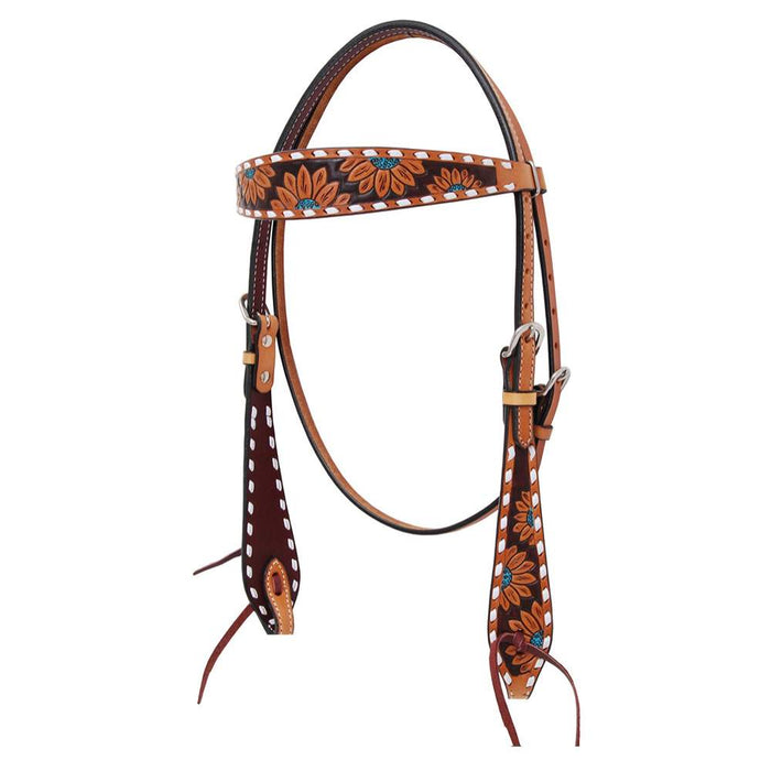 Turquoise Sunflower Browband Headstall
