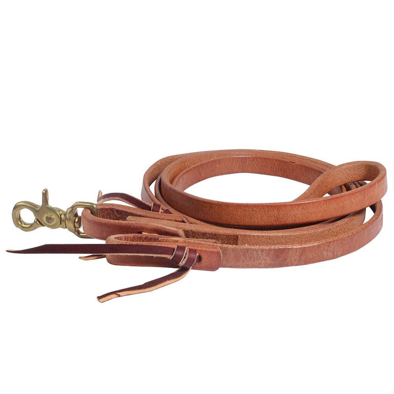 Professional's 5/8in x 8ft Herman Oak Leather Roping Rein with Waterloops