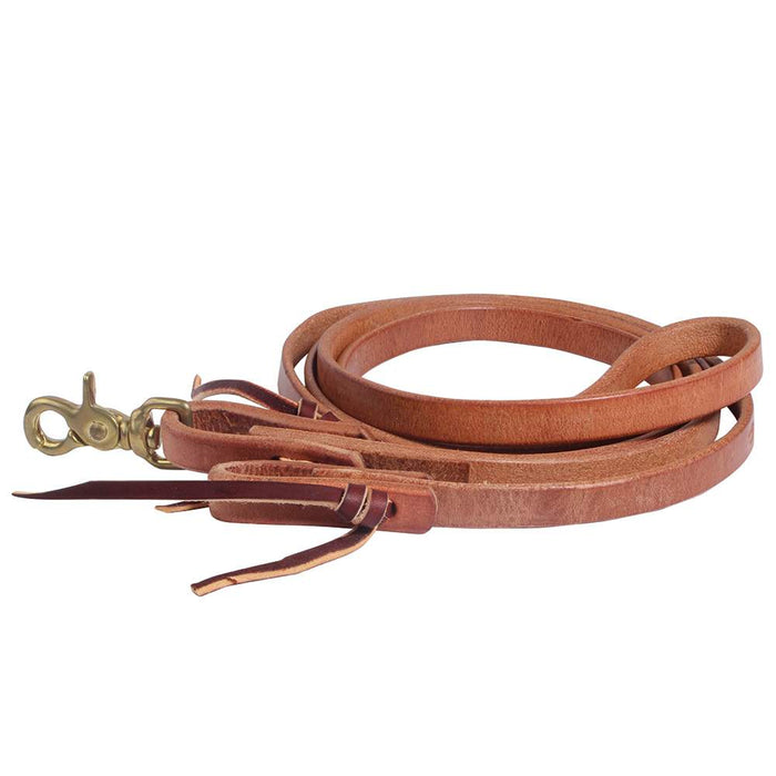 Professional's 5/8in x 8ft Herman Oak Leather Roping Rein with Waterloops