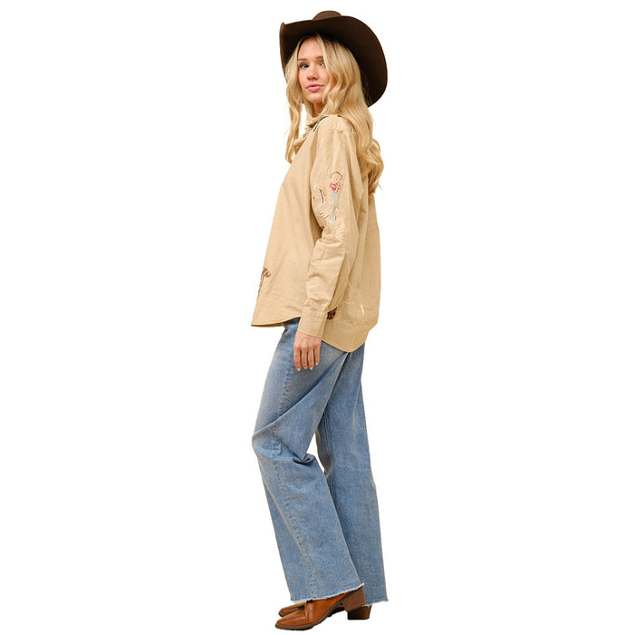 Blue B Women's Camel Embroidered Cowgirl Blouse