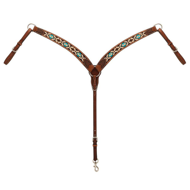 Turquoise Cross Aztec Contoured Breast Collar