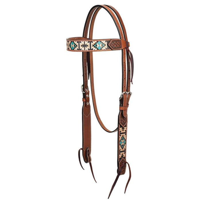Turquoise Cross Aztec 5/8in Browband Headstall