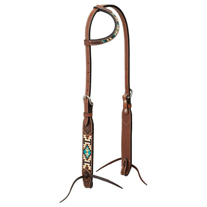 Turquoise Cross Aztec 5/8in Single Ear Headstall