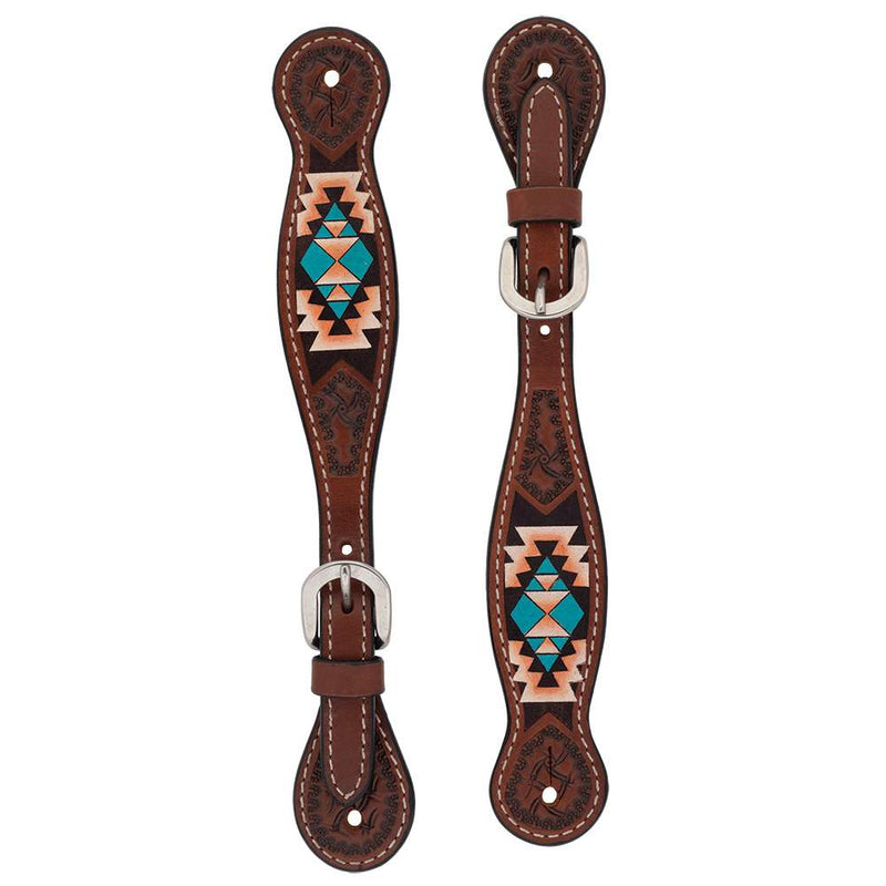 Turquoise Cross Aztec Ladies Spur Straps