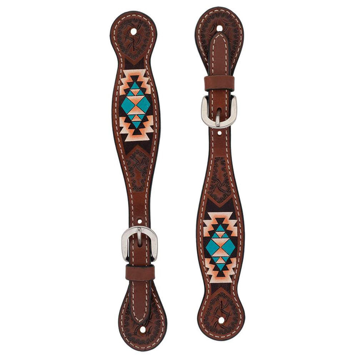 Turquoise Cross Aztec Ladies Spur Straps