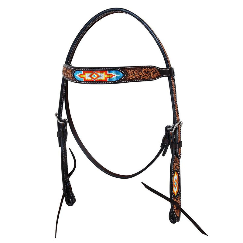 Colorado Beaded Tooled Browband Headstall