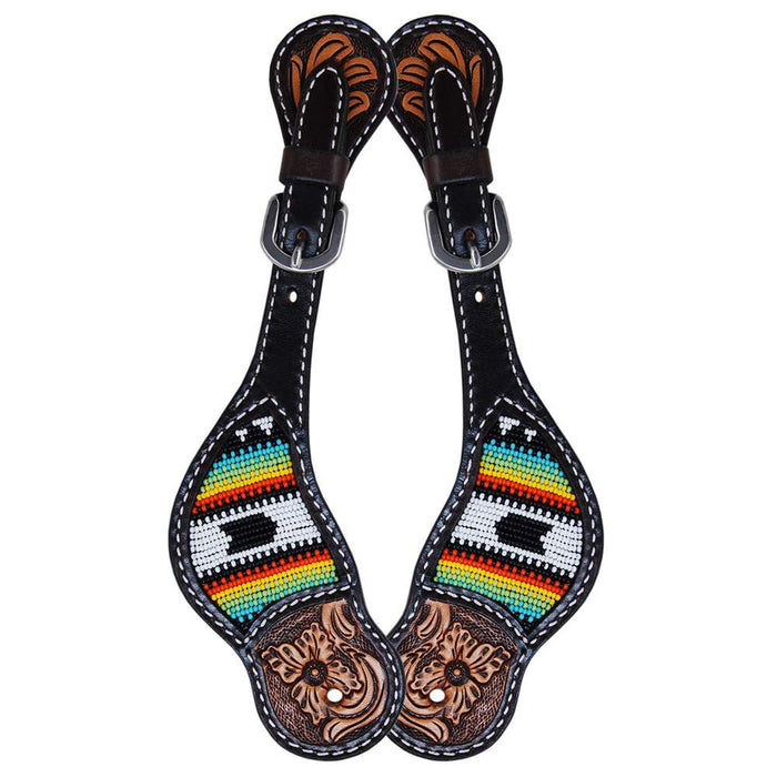 Tuscon Beaded Tooled Spur Straps