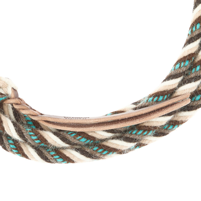 T3 Weavers 5/8 inch by 22 feet Brown & Teal 100% Alpaca Mecate Reins