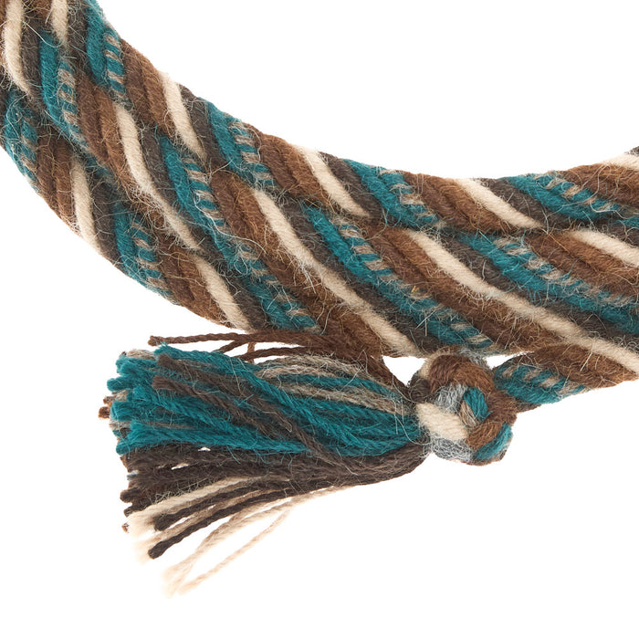 T3 Weavers 5/8 inch by 22 feet Natural and Turquoise 100% Alpaca Mecate Reins