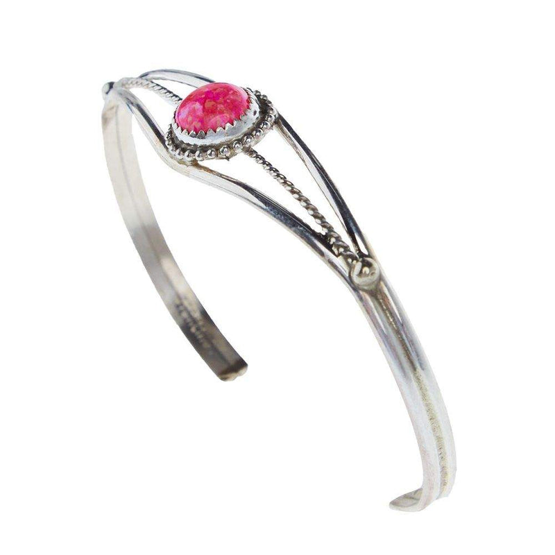 NRS Sterling Silver Pink Opal Cuff Bracelet