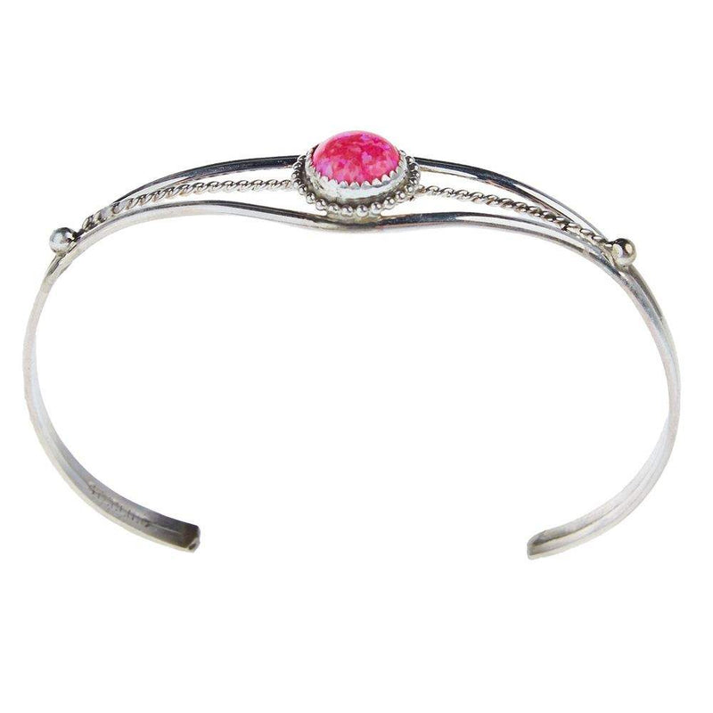 NRS Sterling Silver Pink Opal Cuff Bracelet