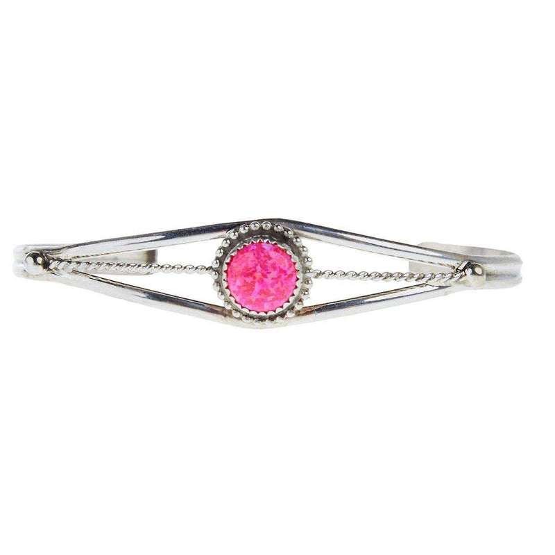 NRS Sterling Silver Pink Opal Cuff Bracelet