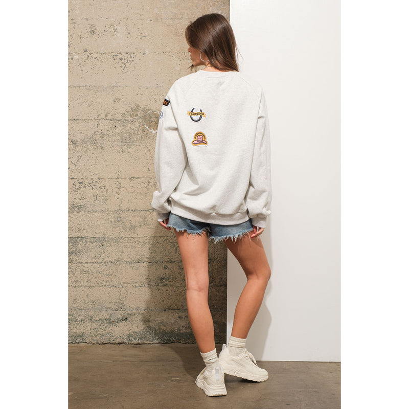 Blue B Women's Oatmeal Western Patch Sweatshirt