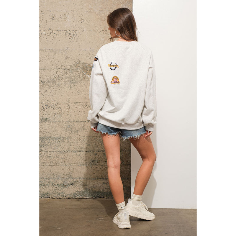 Blue B Womens Oatmeal Patch Sweatshirt