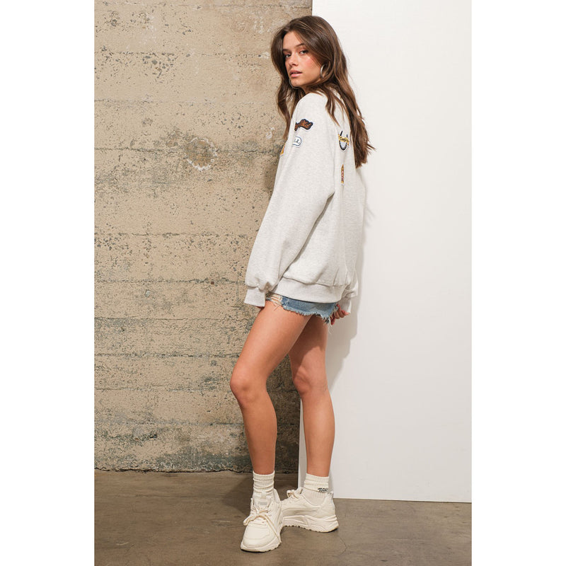 Blue B Womens Oatmeal Patch Sweatshirt
