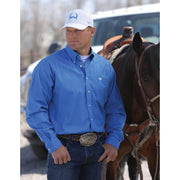Men's Blue Pinpoint Oxford Long Sleeve Shirt-3X